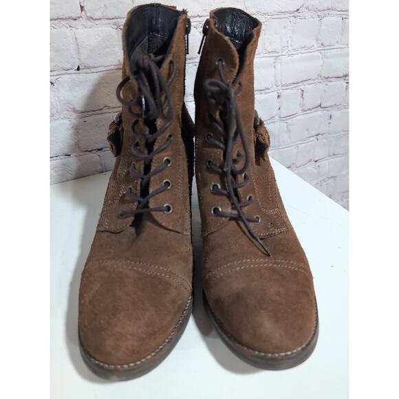 Taos Laka Boots Womens Brown Rugged Leather Suede Zip Lace Up Cap Toe Sz 10.5/41 - Picture 5 of 12